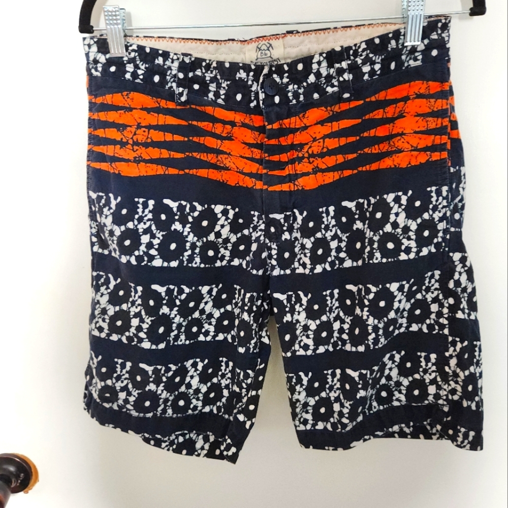 Burkman Bros Mens Drawstring Casual Shorts Sz.31 Blue-Orange Floral/Tourist